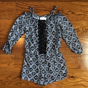 Girls Black & White Geo Romper